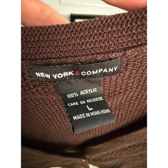 New York & Company Brown Crochet Shaw Women's Large - Picture 2 of 4